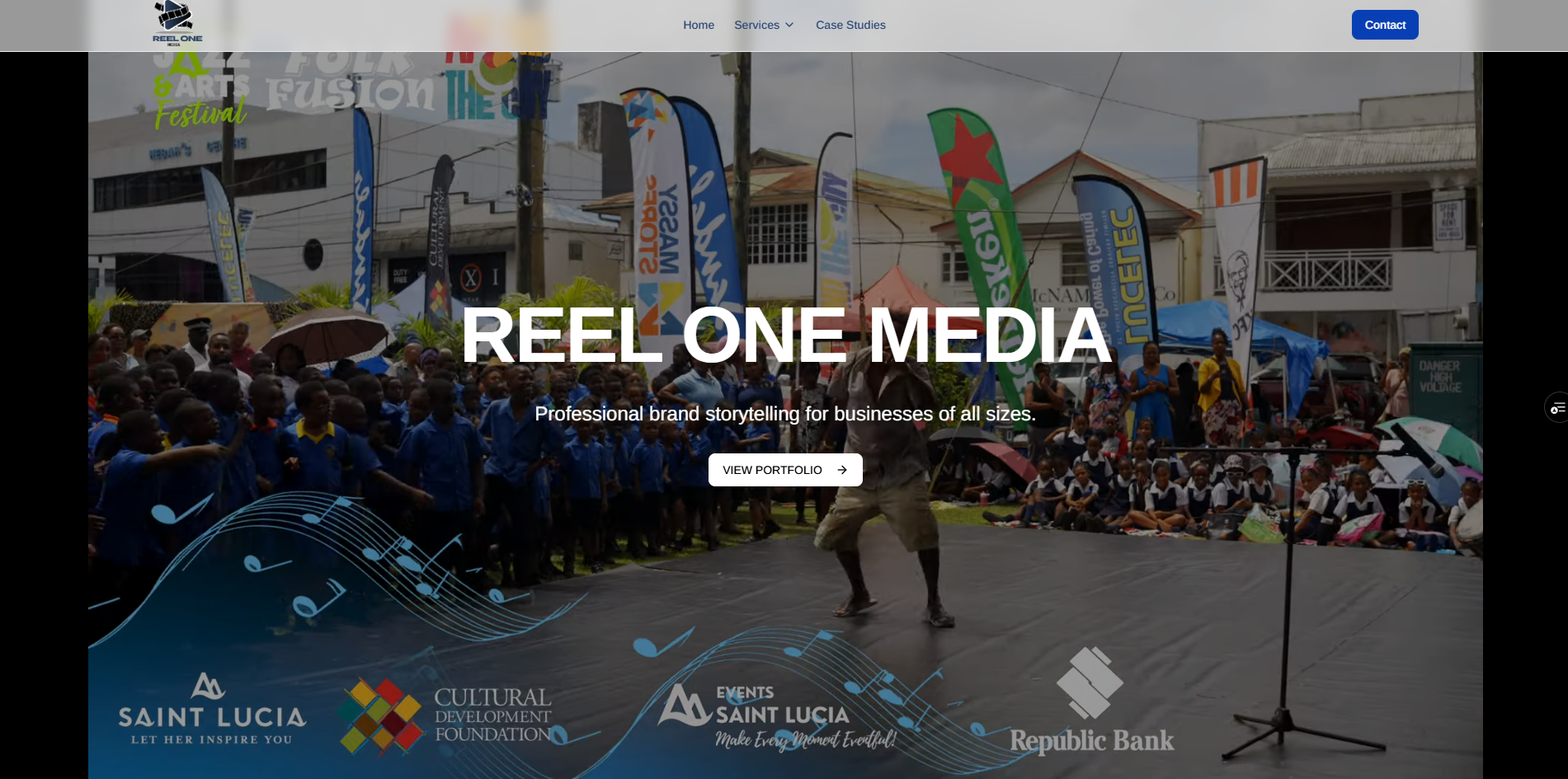 Reel One Media - Professional media services website showcasing video production, photography, and corporate media services for businesses in St. Lucia